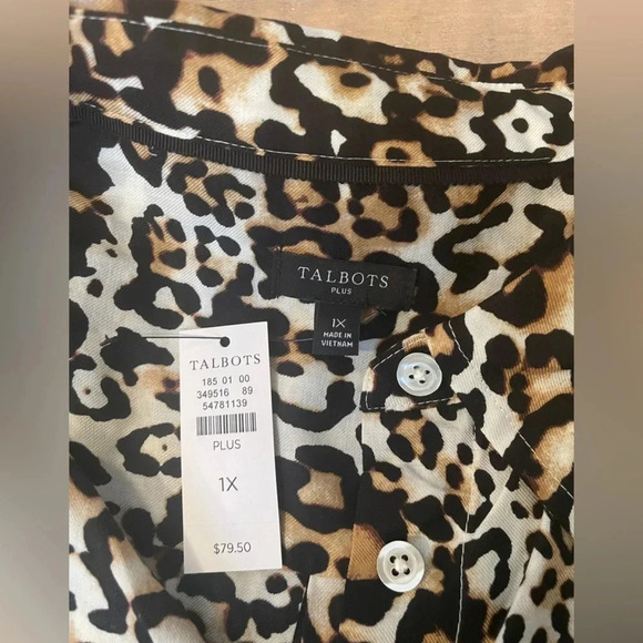 NWT TALBOTS CLASSIC COTTON SHIRT - LEOPARD 1X - Picture 11 of 11